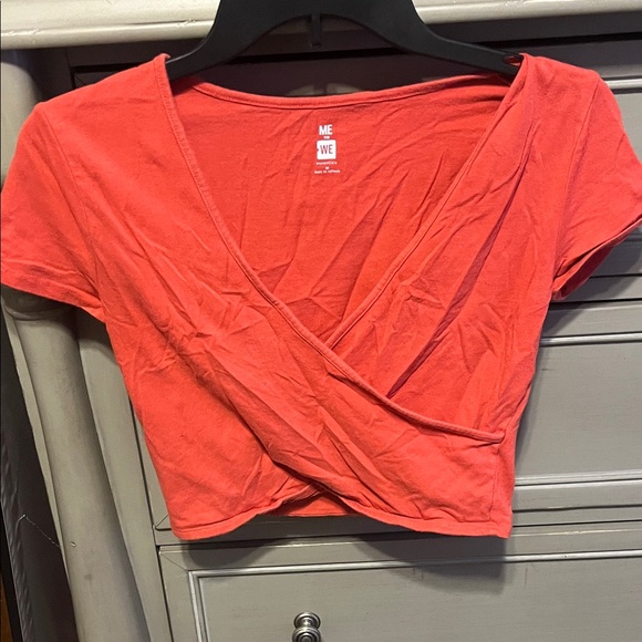 Me to We Tops - Me to We Vibrant Coral Wrap Blouse